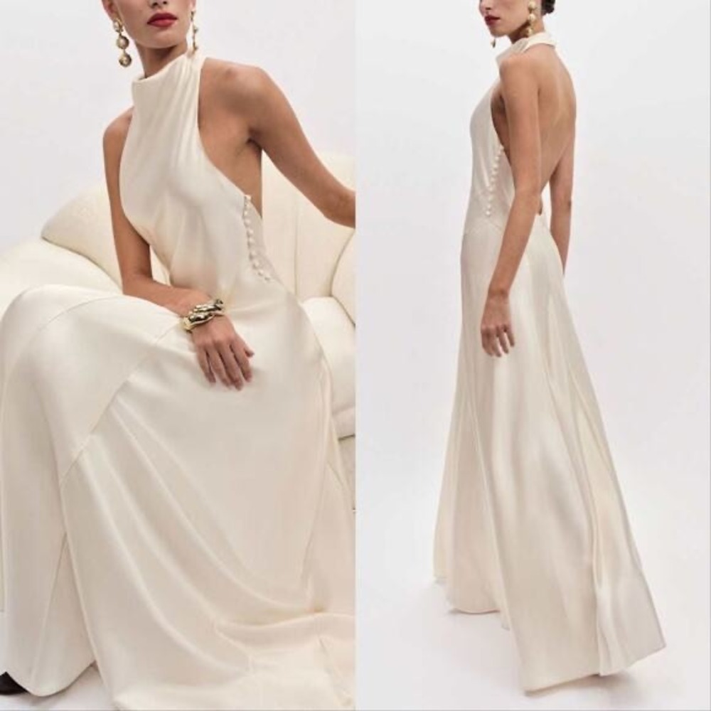 Reformation Roy Satin Maxi Dress Ivory Brand New - Picture 10 of 13